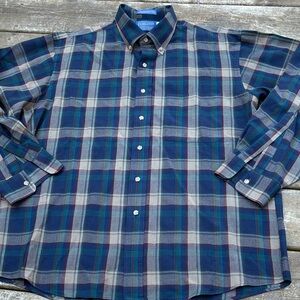 Sir Pendleton Navy and tan  Plaid Button Down Shirt size XL